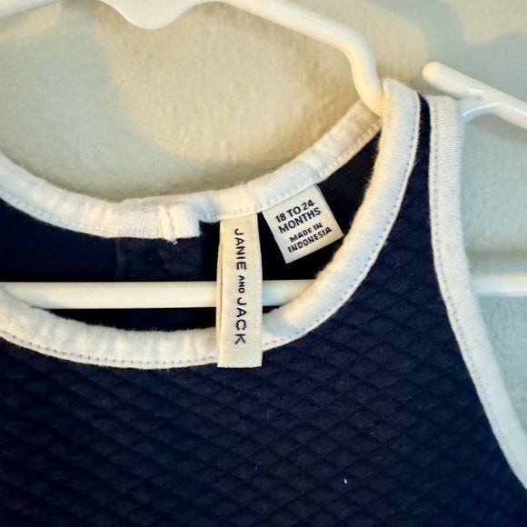 Janie and Jack navy/white nautical drop waist bow dress - Picture 2 of 7